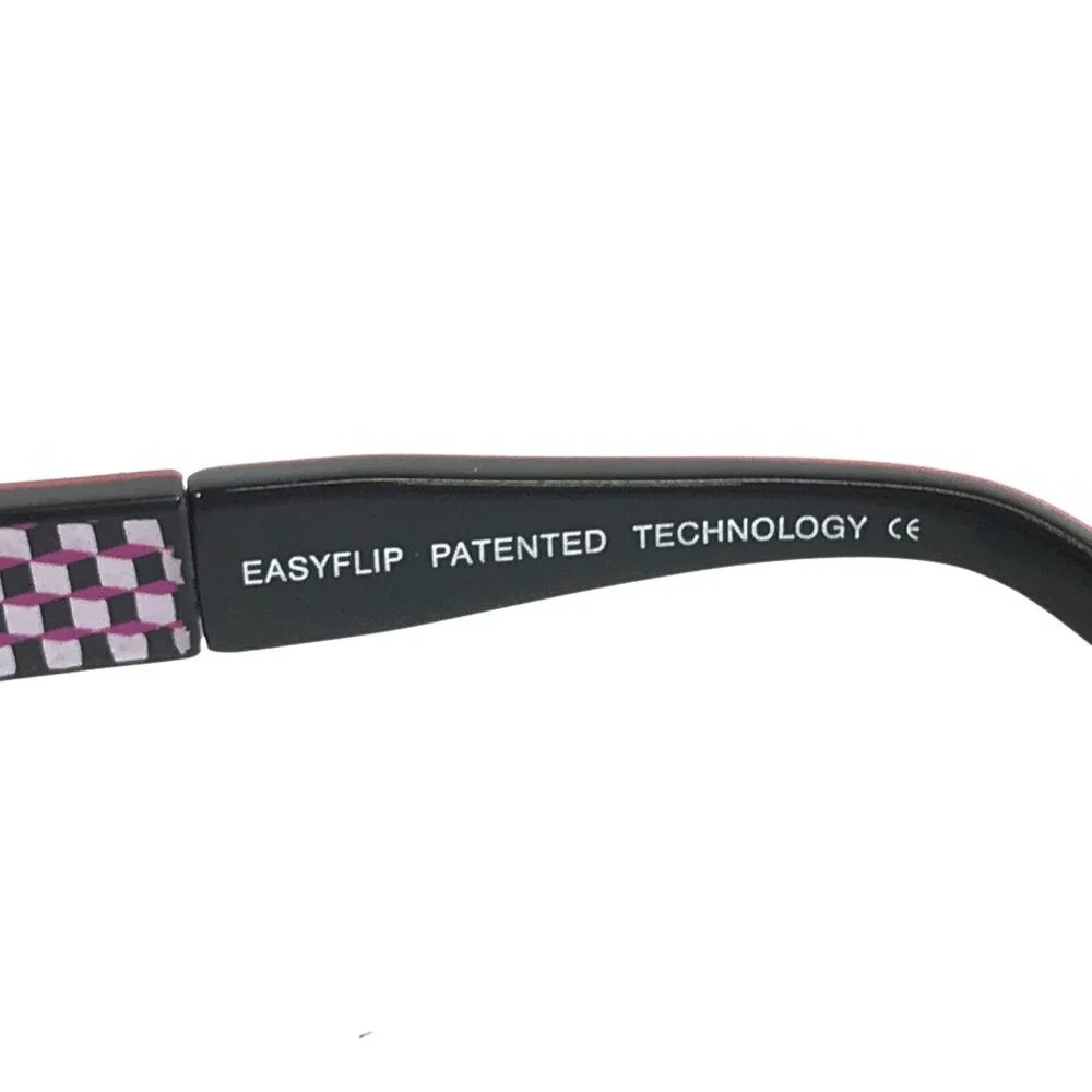 Easyflip Eyeglasses Frames MOD O1075 80 Black Purple with Clip Ons 49-17-135